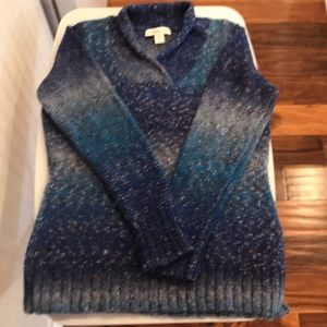 Coldwater Creek Cowl Neck Blue Ombré Sweater